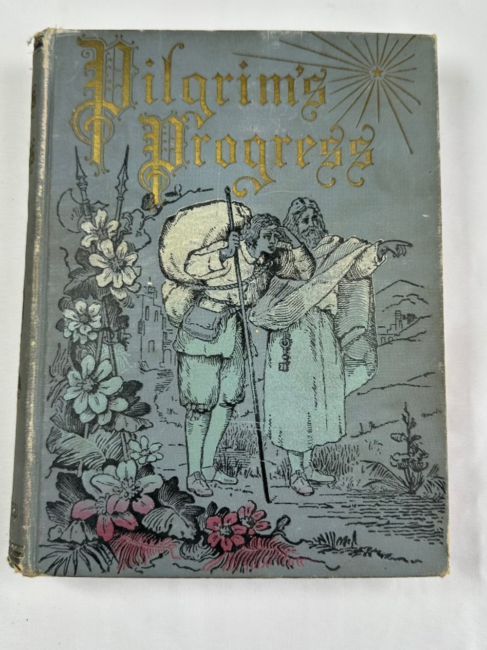 1900 The Pilgrims Progress John Bunyan Antique Book Christmas 1900 Inscription.
